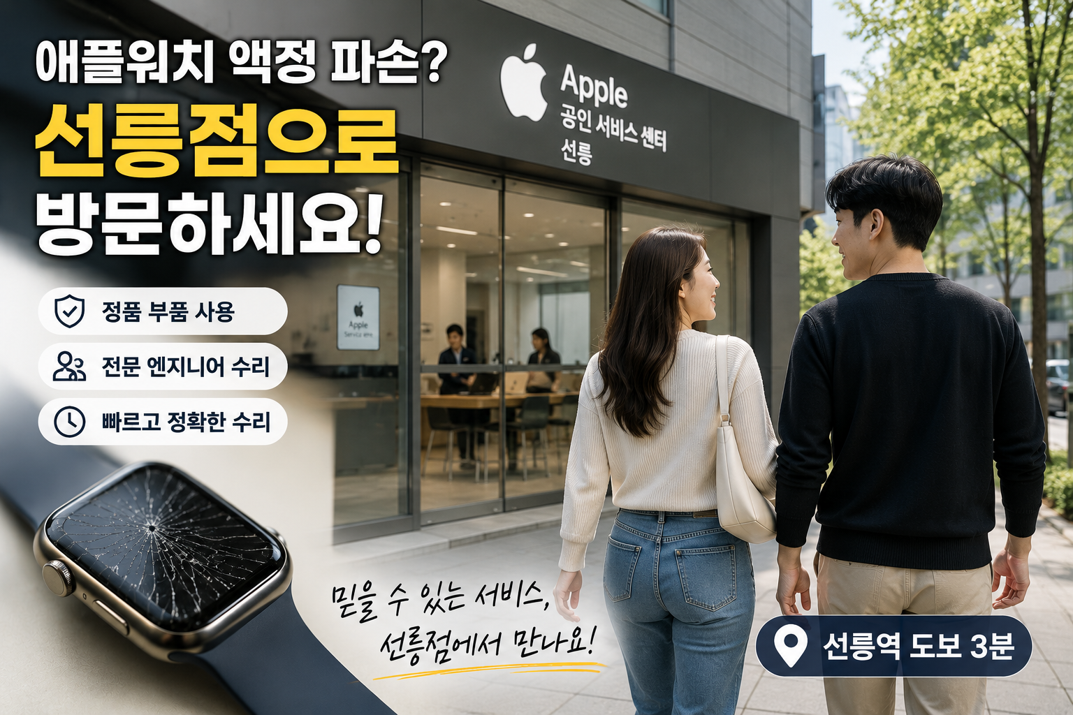 강변점 애플워치 애플워치 se 2세대 액정화면 녹색줄 유리 파손 수리사례 이미지 애플워치 액정파손 수리 강남 선릉 서초 송파 하남 인근지역 택배 수리도 완벽 해결!